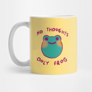 cute smiling pastel green frog with no thoughts only frog text Mug